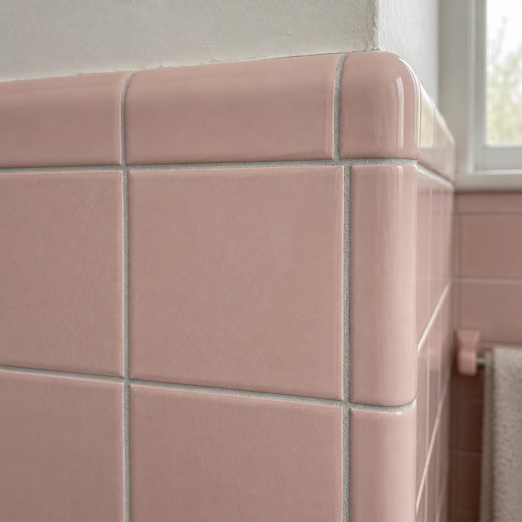 Illustration of pastel square tile with a rounded bullnose edge.